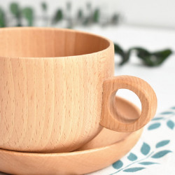 Beech Coffee Cup Wooden Water Cup Tea Cup with Handle