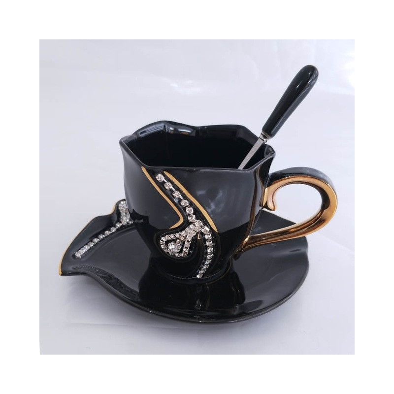 Diamonds Design Coffee Mug Creative Gift Lovers Tea Cups 3D Ceramic Mugs with Rhinestones