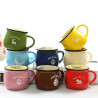 Cartoon Pattern Retro Ceramic Cup Enamel Milk Cups Mugs Coffee Cup Lovely Gifts, Capacity:350ml