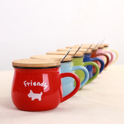 Cartoon Pattern Retro Ceramic Cup Enamel Milk Cups Mugs Coffee Cup Lovely Gifts, Capacity:350ml