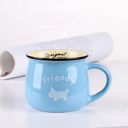 Cartoon Pattern Retro Ceramic Cup Enamel Milk Cups Mugs Coffee Cup Lovely Gifts, Capacity:350ml