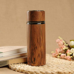 Wood Grain Zinc Alloy Purple Sand Magnetic Therapy Tea Mug Thermos Cup