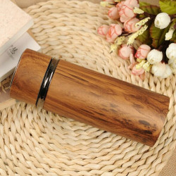 Wood Grain Zinc Alloy Purple Sand Magnetic Therapy Tea Mug Thermos Cup