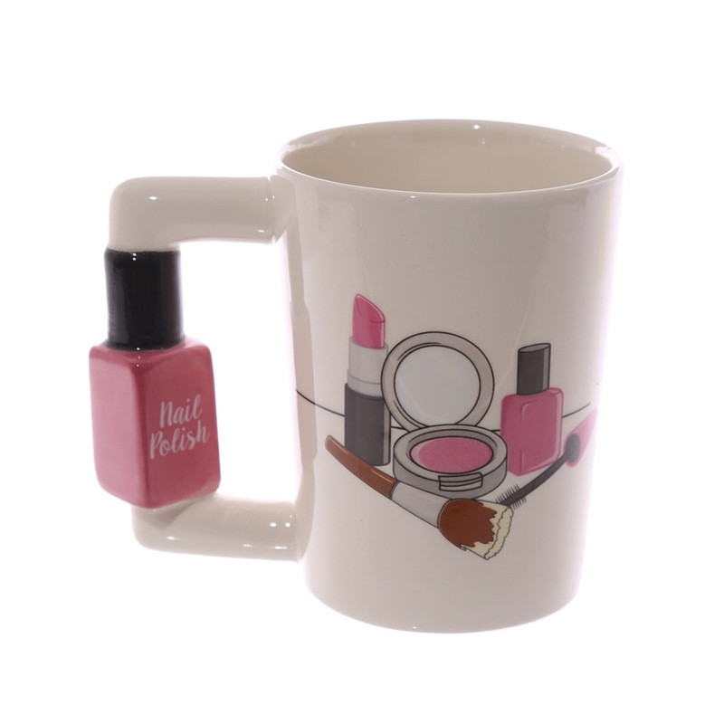 Creative Nail Polish Handle Tea Coffee Ceramic Mug Cup