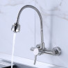 Stainless Steel Material Wall Mounted Kitchen Sink Mixer Faucet Free Rotation Hose Water