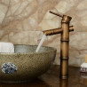 Antique Retro Hot Cold Water Bathroom Counter Basin Bamboo Waterfall Basin Copper Faucet