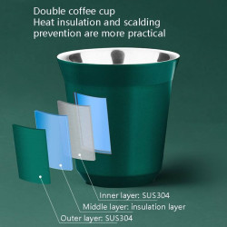 Stainless Steel Coffee Capsule Cup Double Insulation Coffee Cup, Style: Large Coffee Cup+Dish