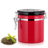 1200ml Stainless Steel Sealed Food Coffee Grounds Bean Storage Container with Built-in CO2 Gas Vent Valve & Calendar (Red)