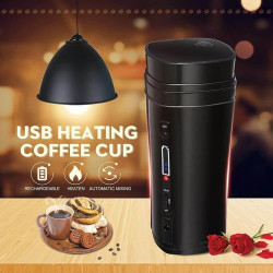 USB Rechargeable Heating Self-stirring Warm Coffee Cup(Black)