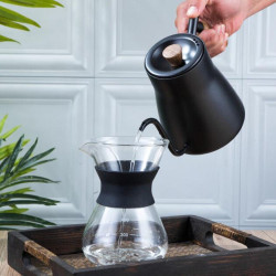 Stainless Steel Coffee Hand Pot Wooden Handle Coffee Pot Teflon Long-Mouth Slender Pot