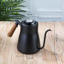 Stainless Steel Coffee Hand Pot Wooden Handle Coffee Pot Teflon Long-Mouth Slender Pot