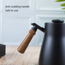 Stainless Steel Coffee Hand Pot Wooden Handle Coffee Pot Teflon Long-Mouth Slender Pot