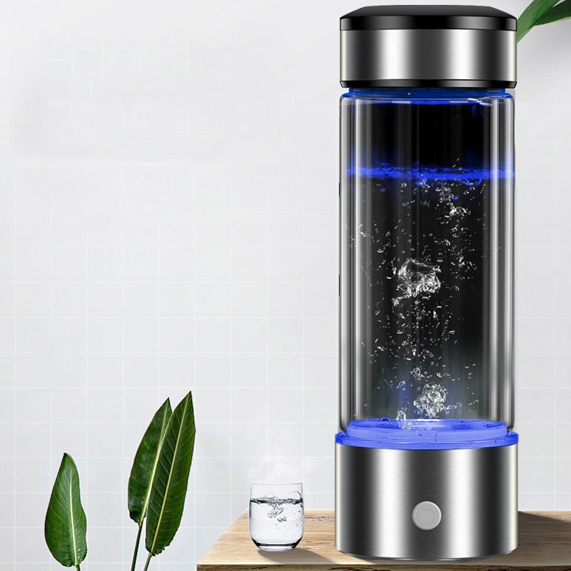 Portable Health Hydrogen-Rich Water Cup High-Concentration Negative Ion Electrolysis Generator, Capacity: 450ml(Black)