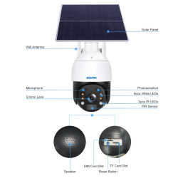 24h Recording Cloud Storage PT 4G PIR Alarm IP Camera with Solar Panel, US Signal Bands