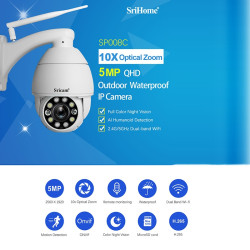 Sricam SP008C 5MP 10X Zoom IP66 Waterproof CCTV WiFi IP Camera Monitor, Plug Type