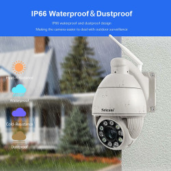 Sricam SP008C 5MP 10X Zoom IP66 Waterproof CCTV WiFi IP Camera Monitor, Plug Type