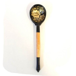 Wooden tea spoon, Gold pattern