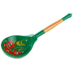 Wooden table spoon with a picture, Green