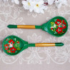 Wooden table spoon with a picture, Green