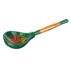 Wooden table spoon with a picture, Green