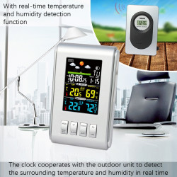 Indoor And Outdoor Temperature And Humidity Digital Electronic Weather Clock