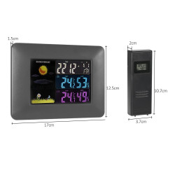 Multifunctional Indoor And Outdoor Temperature And Humidity Meter Colorful Screen Weather Clock