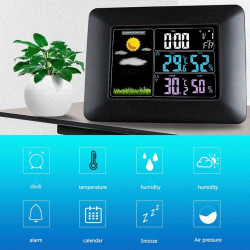 Multifunctional Indoor And Outdoor Temperature And Humidity Meter Colorful Screen Weather Clock