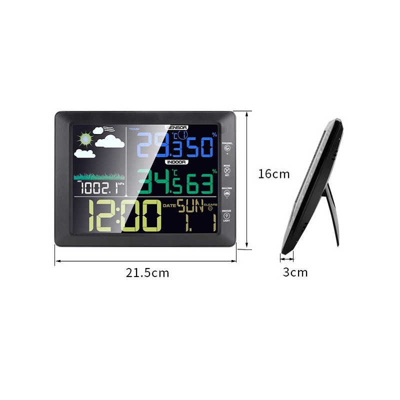 Multifunctional Wireless Colorful Screen Weather Clock Indoor And Outdoor Thermohygrometer