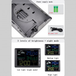 Multifunctional Wireless Colorful Screen Weather Clock Indoor And Outdoor Thermohygrometer