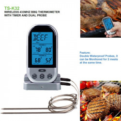 Double Probes Wireless Digital Kitchen Thermometer LCD Display