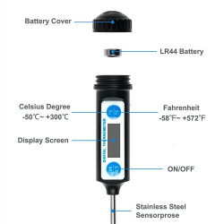 Electronic Digital Food Thermometer For Cake Candy Fry BBQ Food Meat