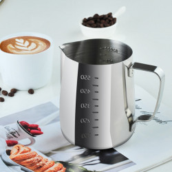 Stainless Steel Pointed Mouth Etched Cup Graduated Measuring Cup Milk Foam Cup Coffee Pot 1000 ml