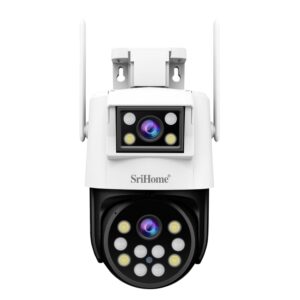 SriHome SH048 Dual-Lens IP Camera — 2MP+2MP, Humanoid Tracking, Smart Night Vision (EU Plug)