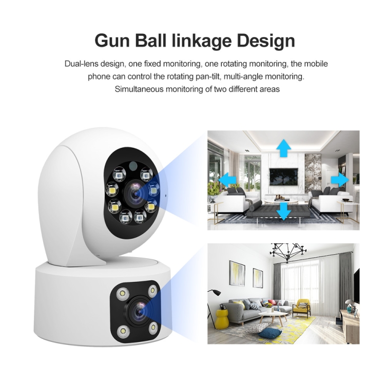 SriHome SH049 Dual-Lens IP Camera — 2MP + 2MP, Humanoid Tracking, Smart Night Vision (EU Plug) - Image 4