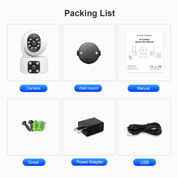 SriHome SH049 Dual-Lens IP Camera — 2MP + 2MP, Humanoid Tracking, Smart Night Vision (EU Plug) - Image 10