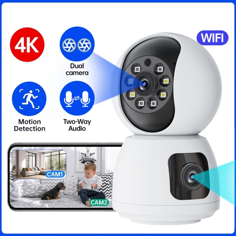 Y6203 4MP Zoom HD Indoor Smart WiFi Camera — Waterproof, UK Plug (White) - Image 2