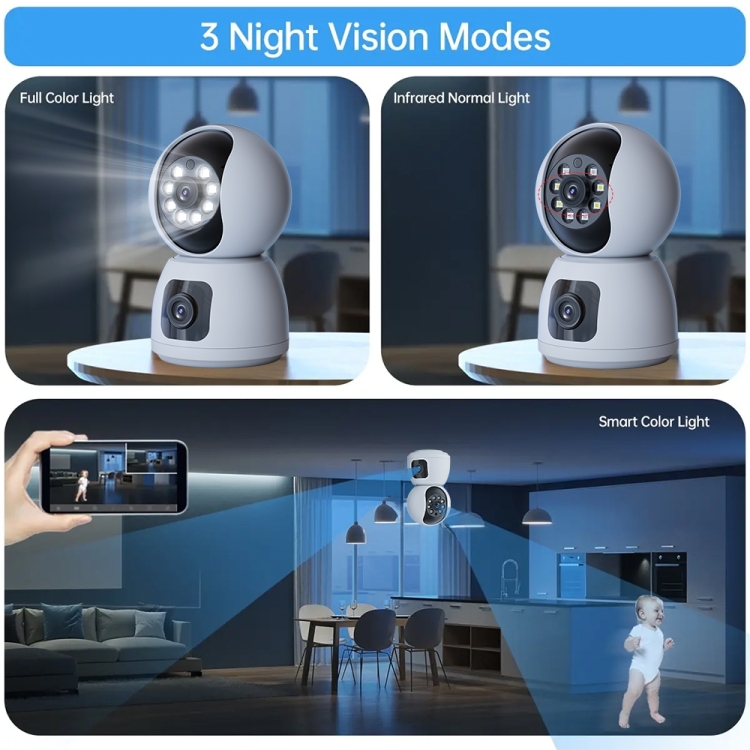 Y6203 4MP Zoom HD Indoor Smart WiFi Camera — Waterproof, UK Plug (White) - Image 10