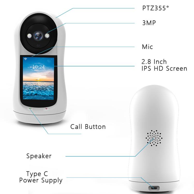 V5 3MP Full-Color HD Home Camera — Two-Way Video Call, One-Click Call (EU Plug, White) - Image 9
