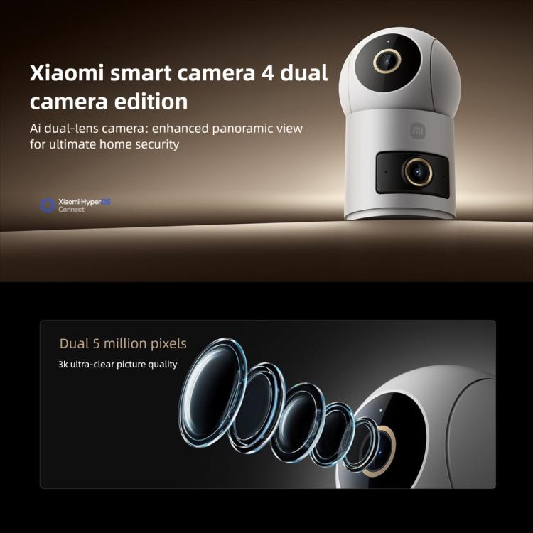 Xiaomi Mijia Smart Camera 4 Dual Lens PTZ — 360° AI Detection, 5MP, WiFi 6, Home Security (US Plug, White) - Image 2