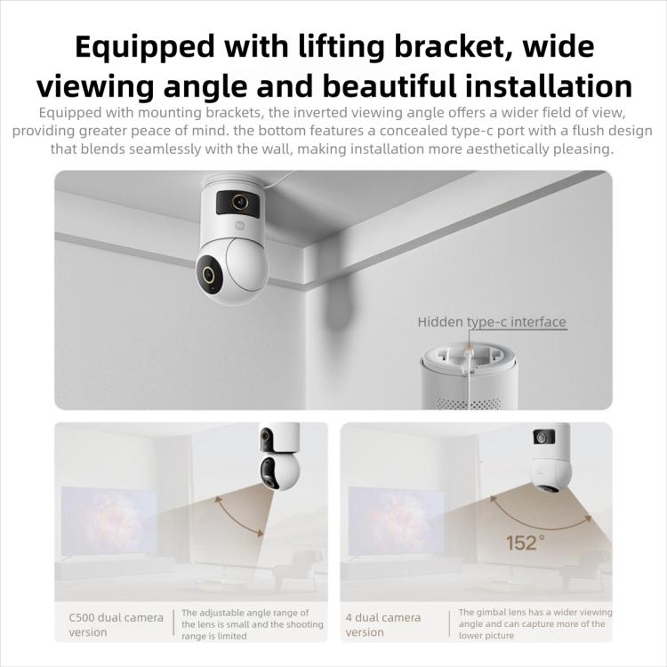 Xiaomi Mijia Smart Camera 4 Dual Lens PTZ — 360° AI Detection, 5MP, WiFi 6, Home Security (US Plug, White) - Image 14