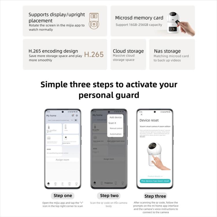 Xiaomi Mijia Smart Camera 4 Dual Lens PTZ — 360° AI Detection, 5MP, WiFi 6, Home Security (US Plug, White) - Image 15