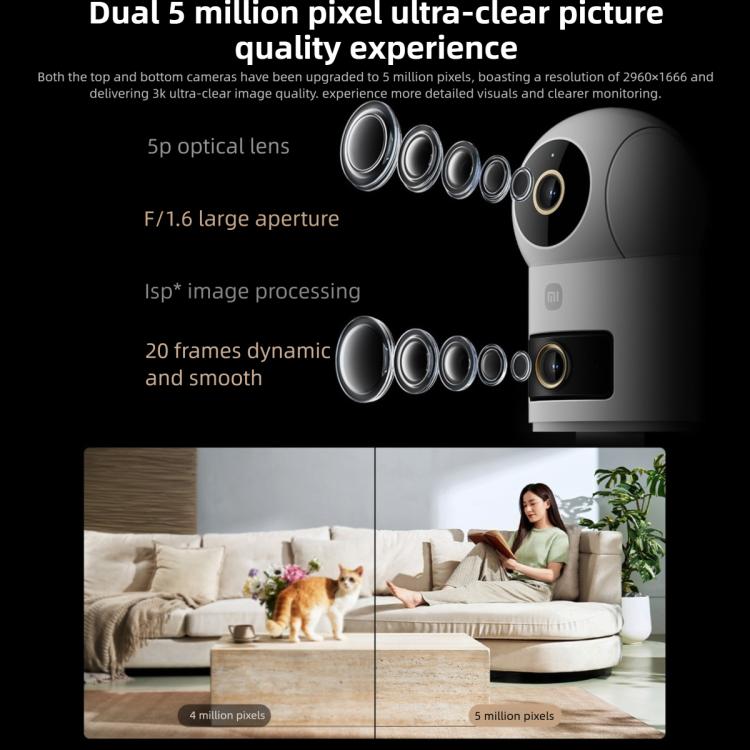 Xiaomi Mijia Smart Camera 4 Dual Lens PTZ — 360° AI Detection, 5MP, WiFi 6, Home Security (US Plug, White) - Image 4