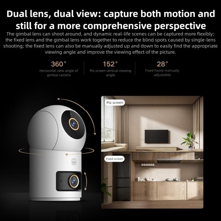 Xiaomi Mijia Smart Camera 4 Dual Lens PTZ — 360° AI Detection, 5MP, WiFi 6, Home Security (US Plug, White) - Image 5