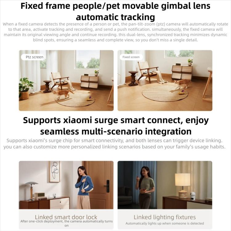Xiaomi Mijia Smart Camera 4 Dual Lens PTZ — 360° AI Detection, 5MP, WiFi 6, Home Security (US Plug, White) - Image 9