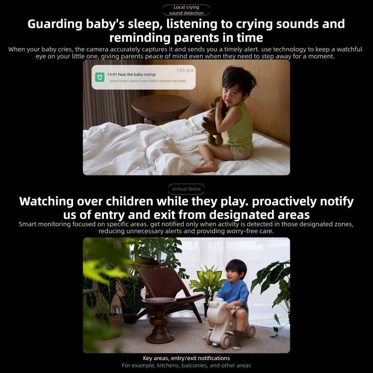 Xiaomi Mijia Smart Camera 4 9X Zoom — AI Facial Recognition, Gesture Call, Two-Way Voice, Baby & Pet Monitor (US Plug, White) - Image 12