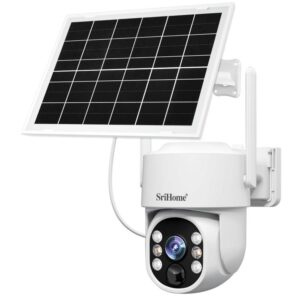 SriHome DH005 4MP 2K Wireless Security Camera — Low Power, Solar Panel Powered (White)