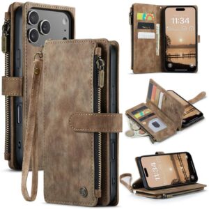 CaseMe C30 Leather Zipper Wallet Phone Case with Card Slots — Compatible with iPhone 17 / 17 Pro / 17 Pro Max / iPhone Air / iPhone 16 Series