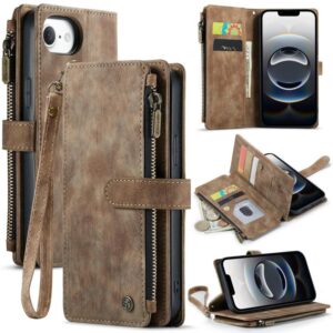 CaseMe C30 Card Slots Zipper Wallet Leather Phone Case, For iPhone 17e / 16e, For iPhone 17 Pro Max, For iPhone 17 Pro, For iPhone 17, For iPhone Air, For iPhone 16 Pro Max, For iPhone 16 Pro, For iPhone 16 Plus, For iPhone 16