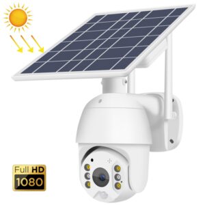 T16 1080P Full HD Solar Powered Wi-Fi Security Camera — Wire-Free Outdoor Smart Home Camera with PIR Motion Alarm, Night Vision, and Two-Way Audio