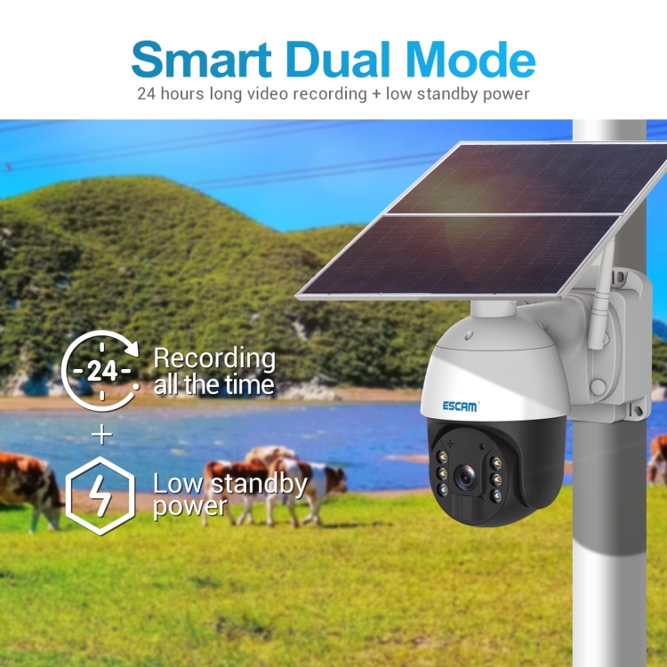 ESCAM QF724 3MP 24h Recording Cloud Storage PT 4G PIR Alarm IP Camera with Solar Panel, AU Plug - Image 6